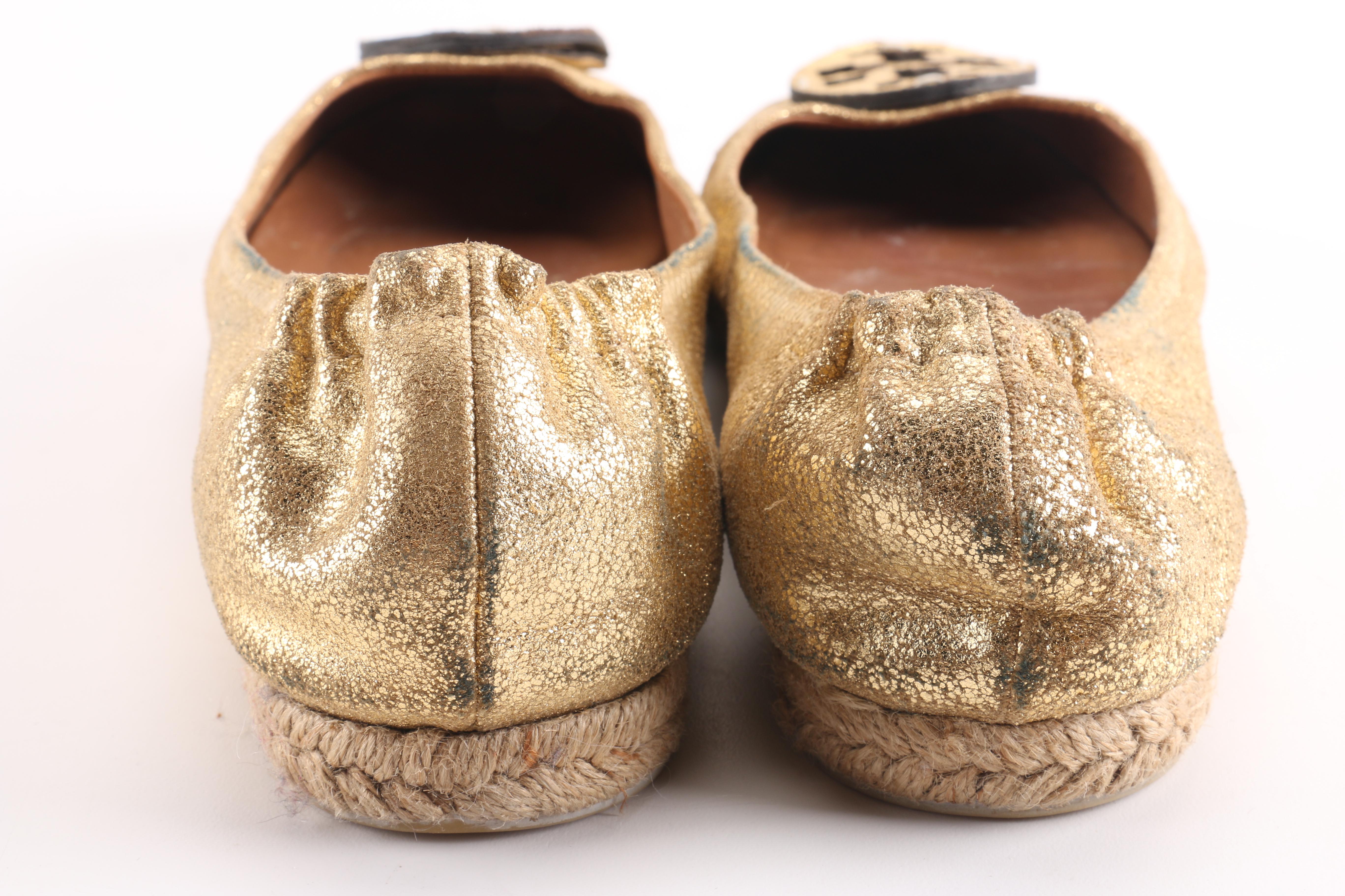 Tory Burch Metallic Espadrille Flats