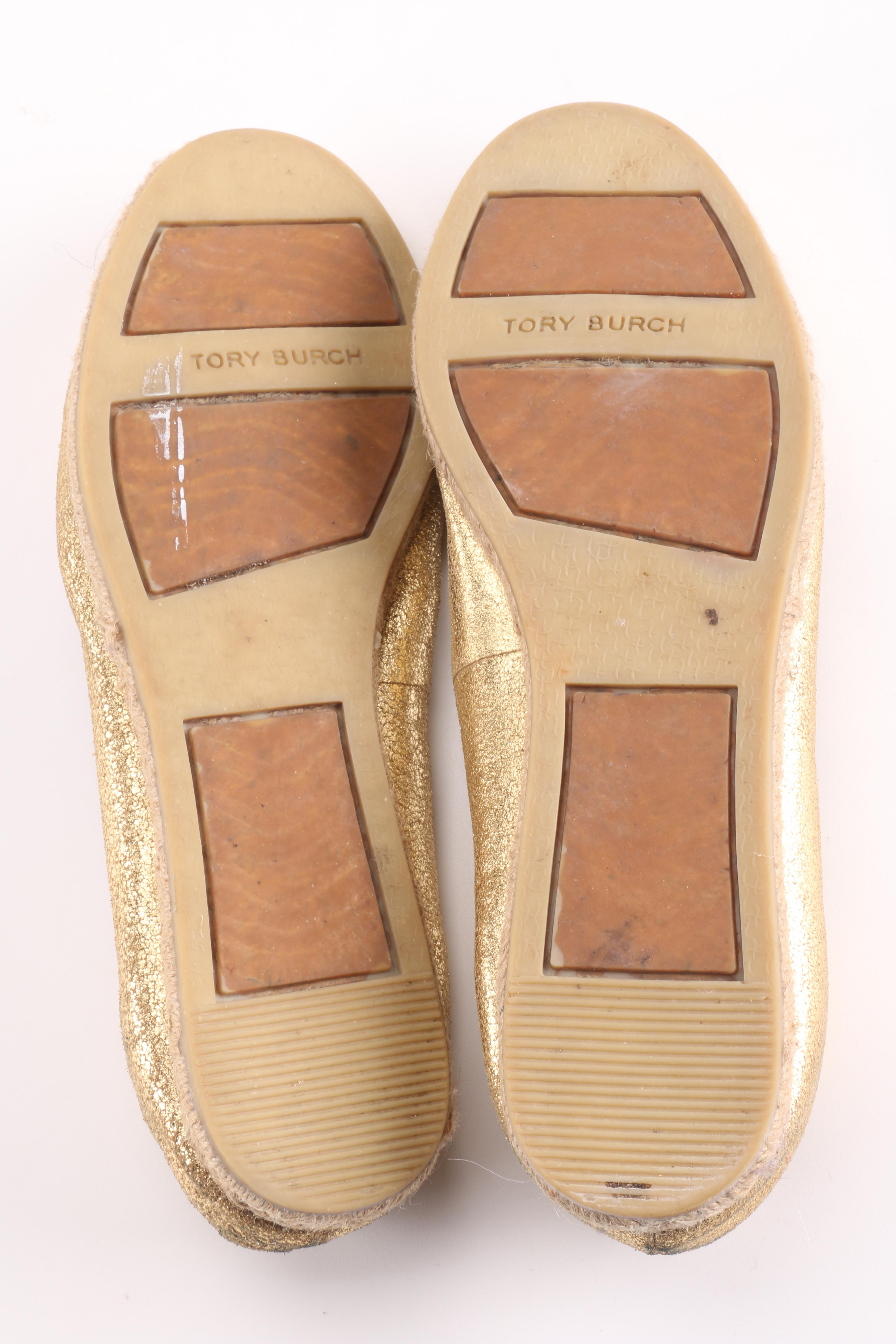 Tory Burch Metallic Espadrille Flats