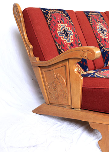 Tapestry Upholstered Arm Chair and Love Seat