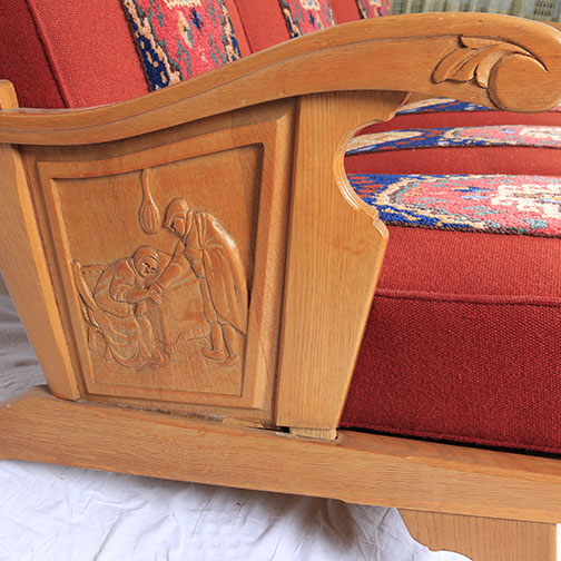 Tapestry Upholstered Arm Chair and Love Seat