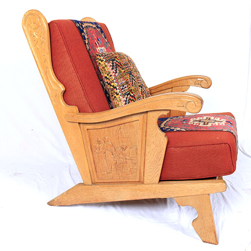 Tapestry Upholstered Arm Chair and Love Seat
