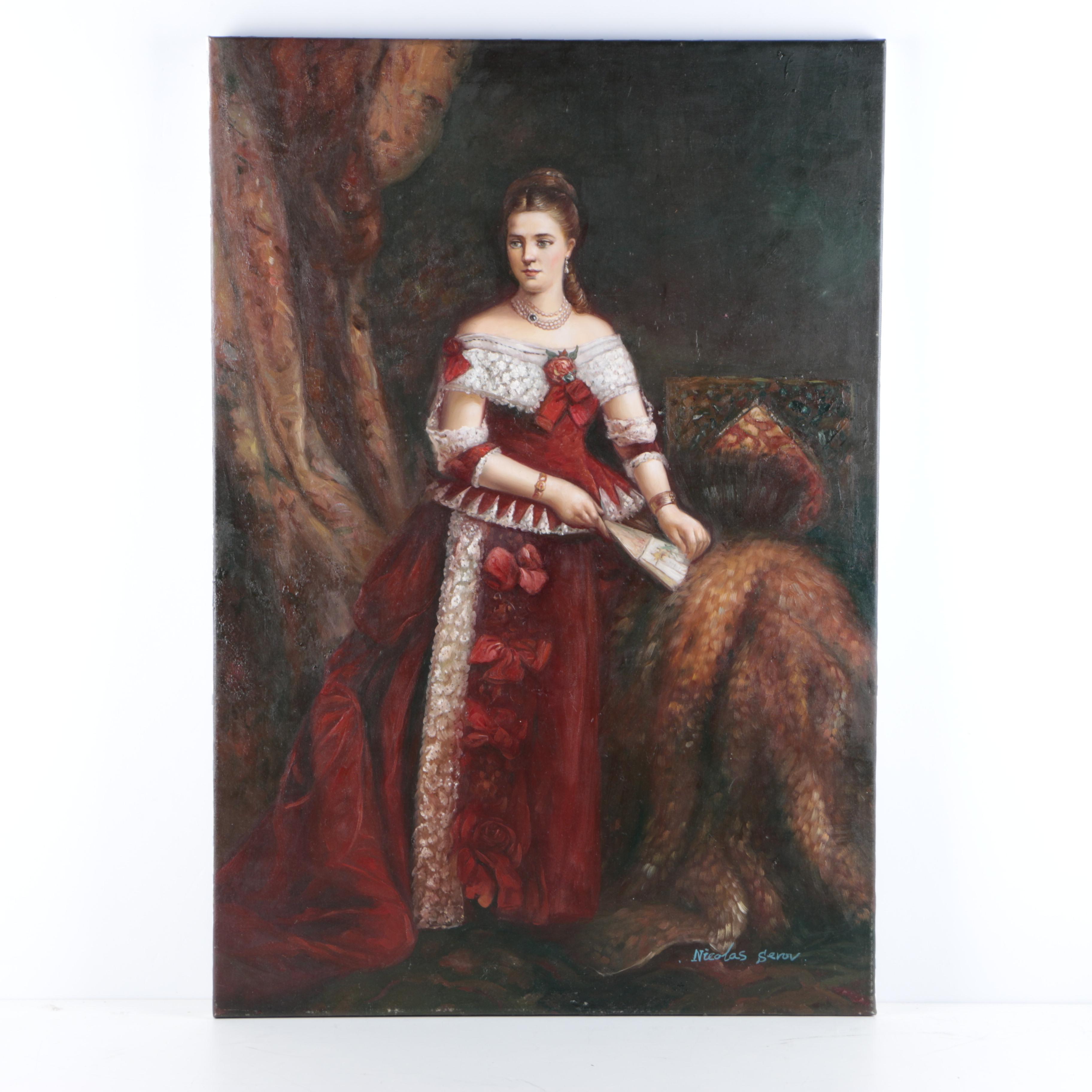 Nicolas Serov Oil Painting After "Portrait of Countess Vera Zubova"