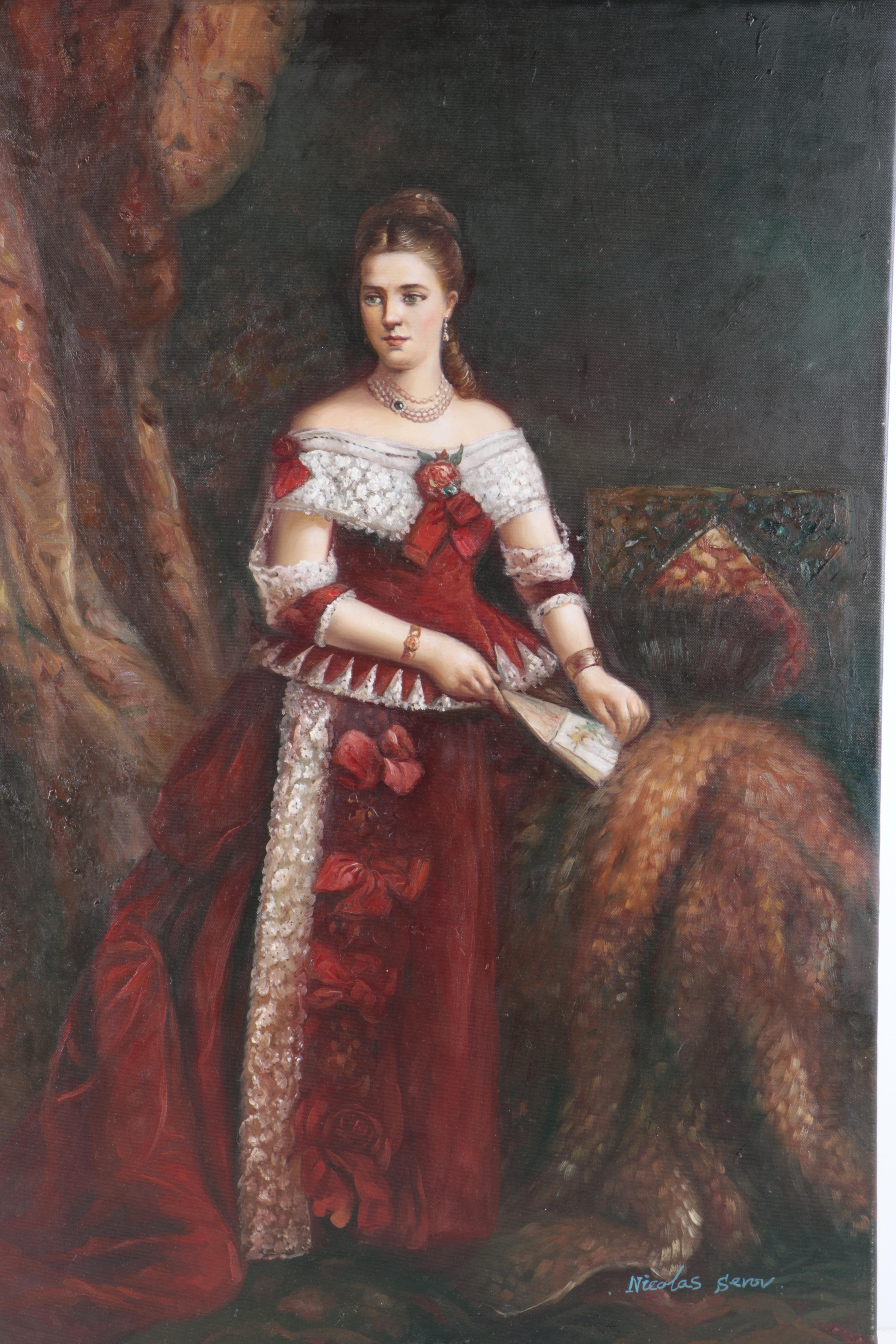 Nicolas Serov Oil Painting After "Portrait of Countess Vera Zubova"