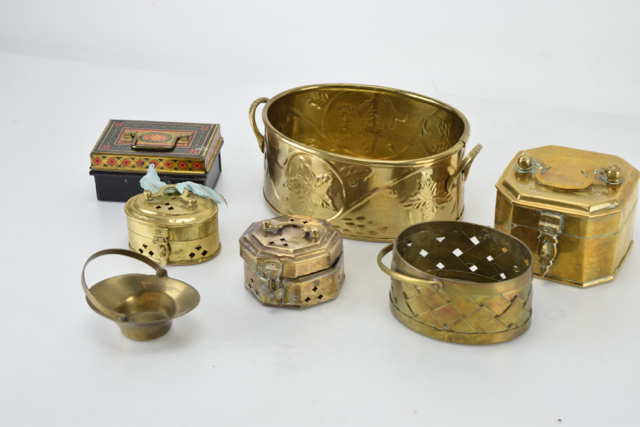 Vintage Brass Cricket Cages, Baskets, and Metal Container