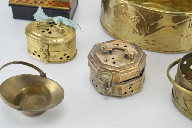 Vintage Brass Cricket Cages, Baskets, and Metal Container