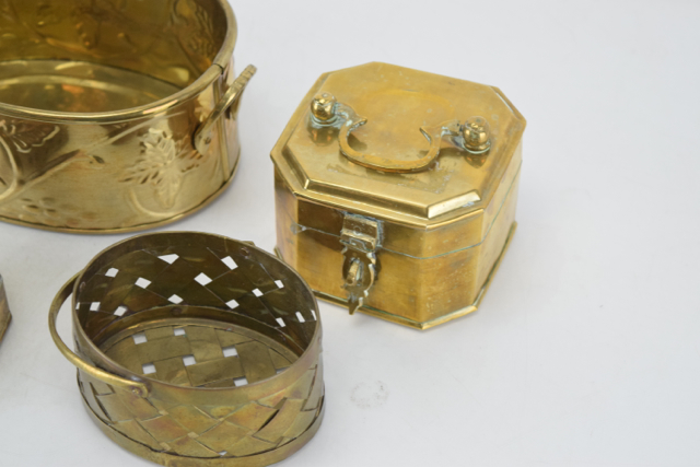 Vintage Brass Cricket Cages, Baskets, and Metal Container