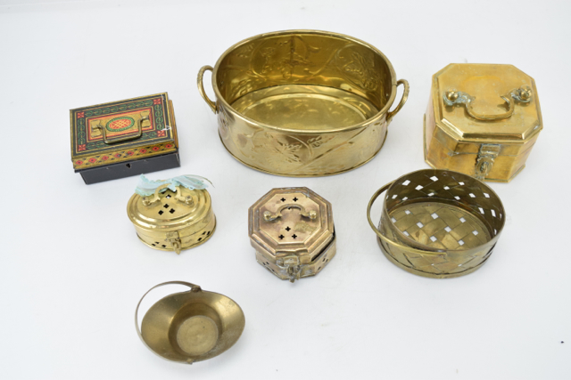 Vintage Brass Cricket Cages, Baskets, and Metal Container