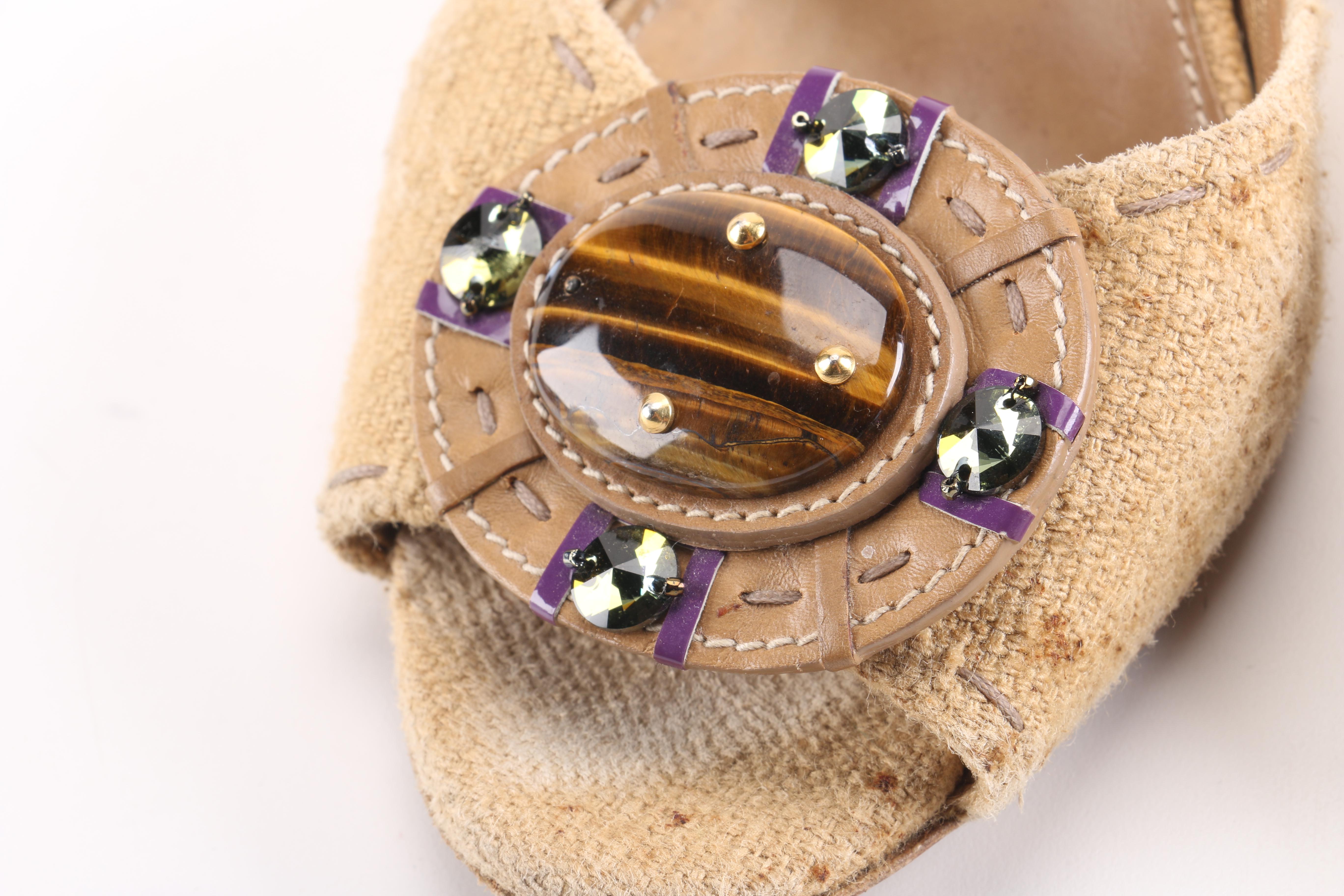 Prada Beige Slide Wedges