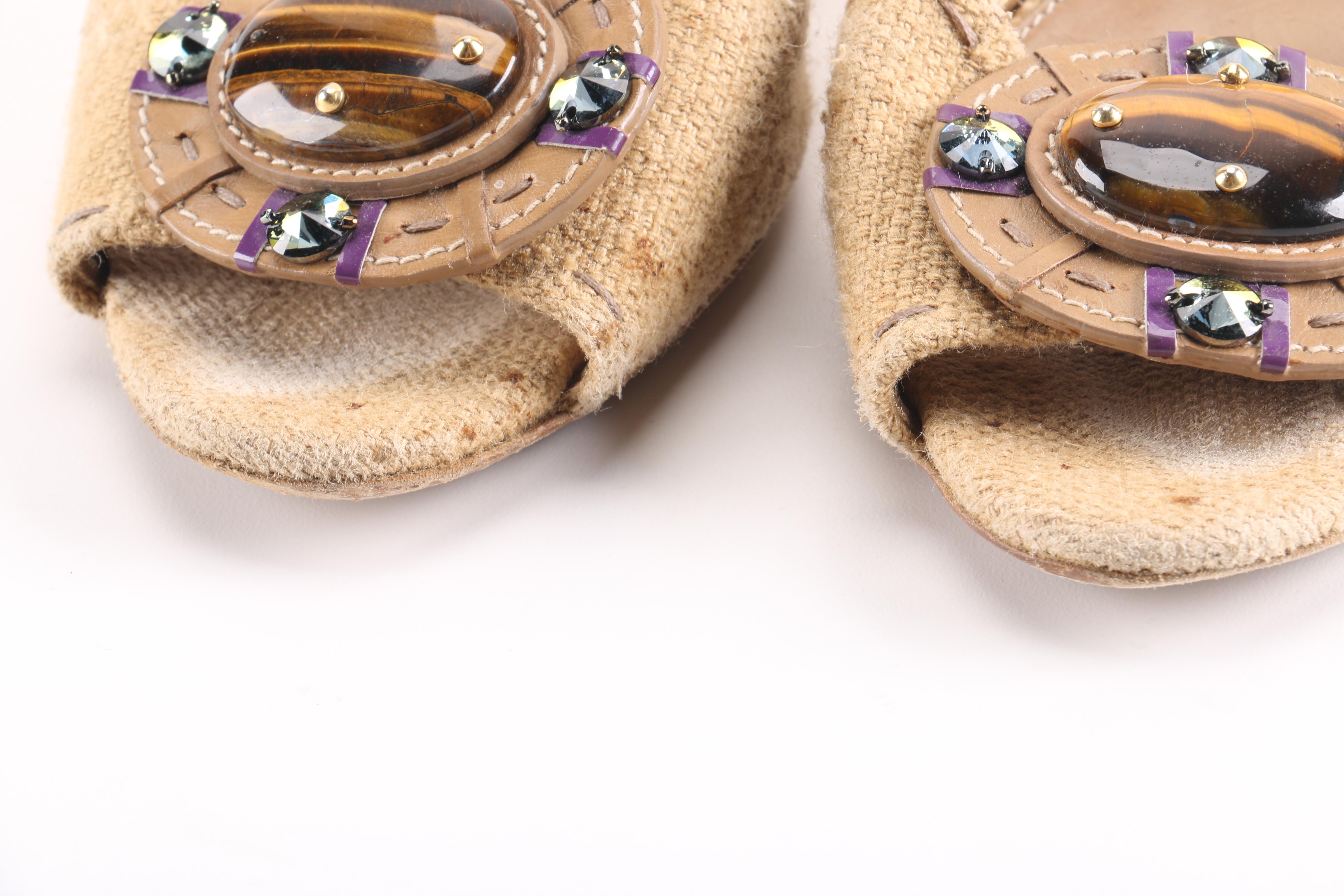 Prada Beige Slide Wedges