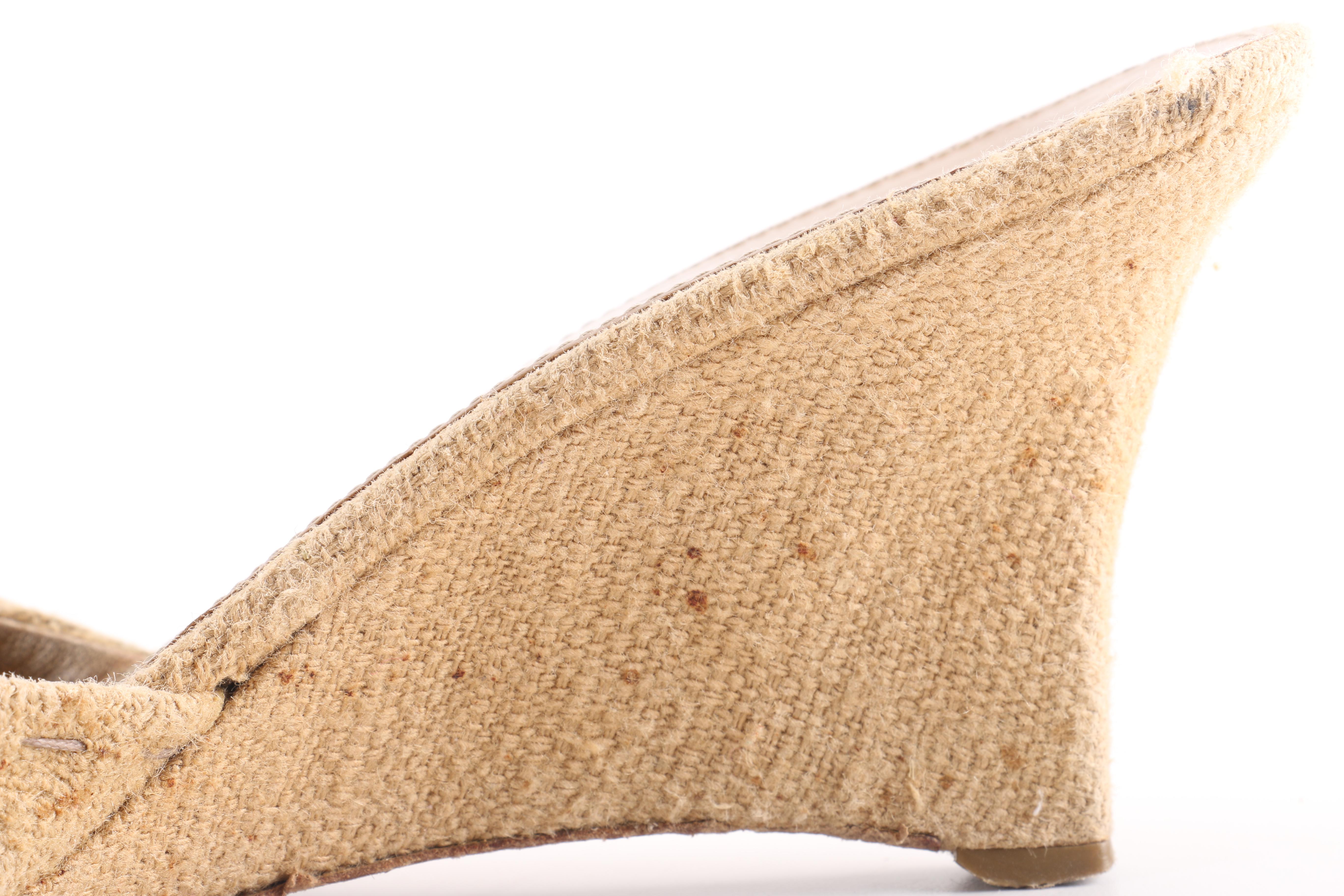 Prada Beige Slide Wedges