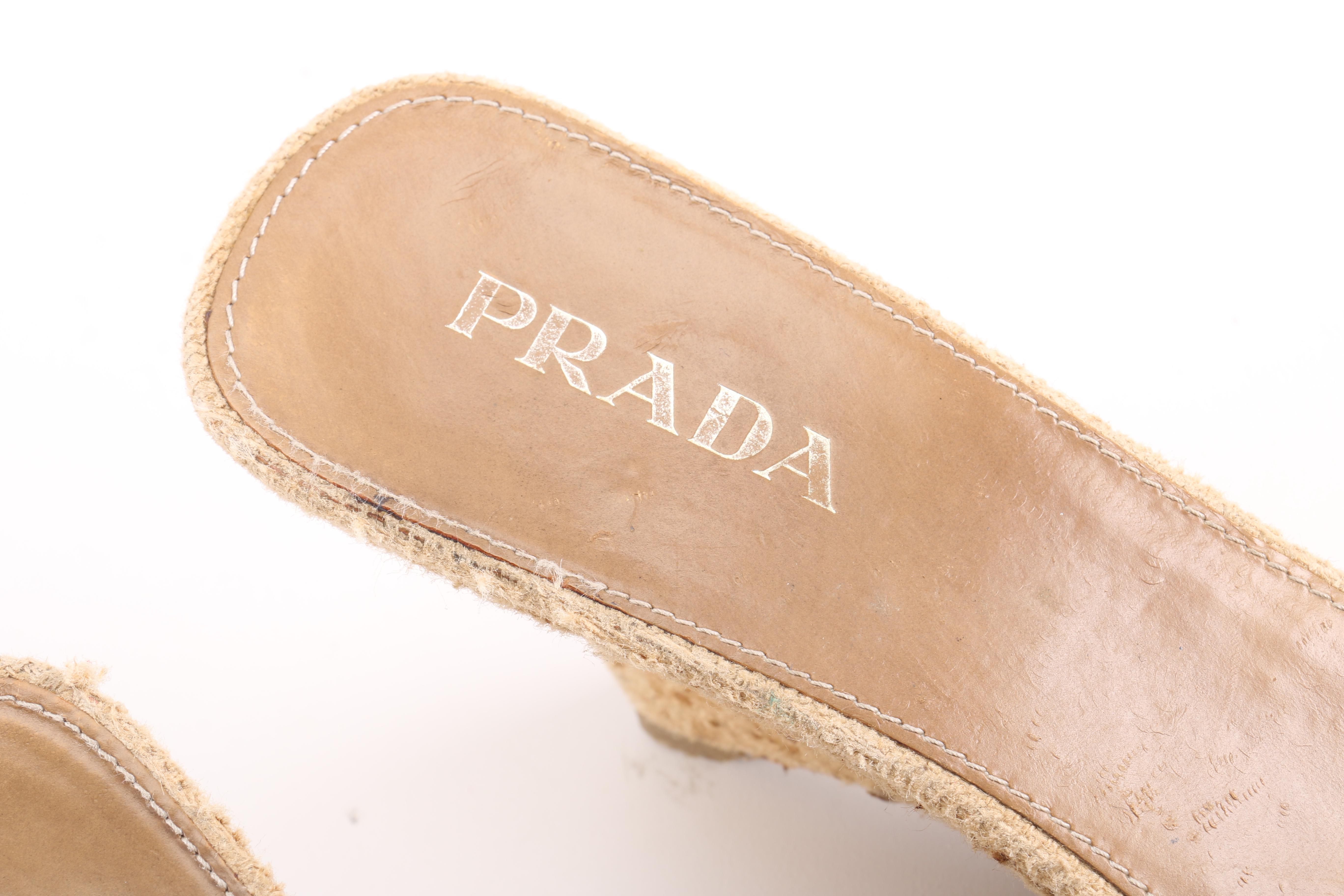 Prada Beige Slide Wedges