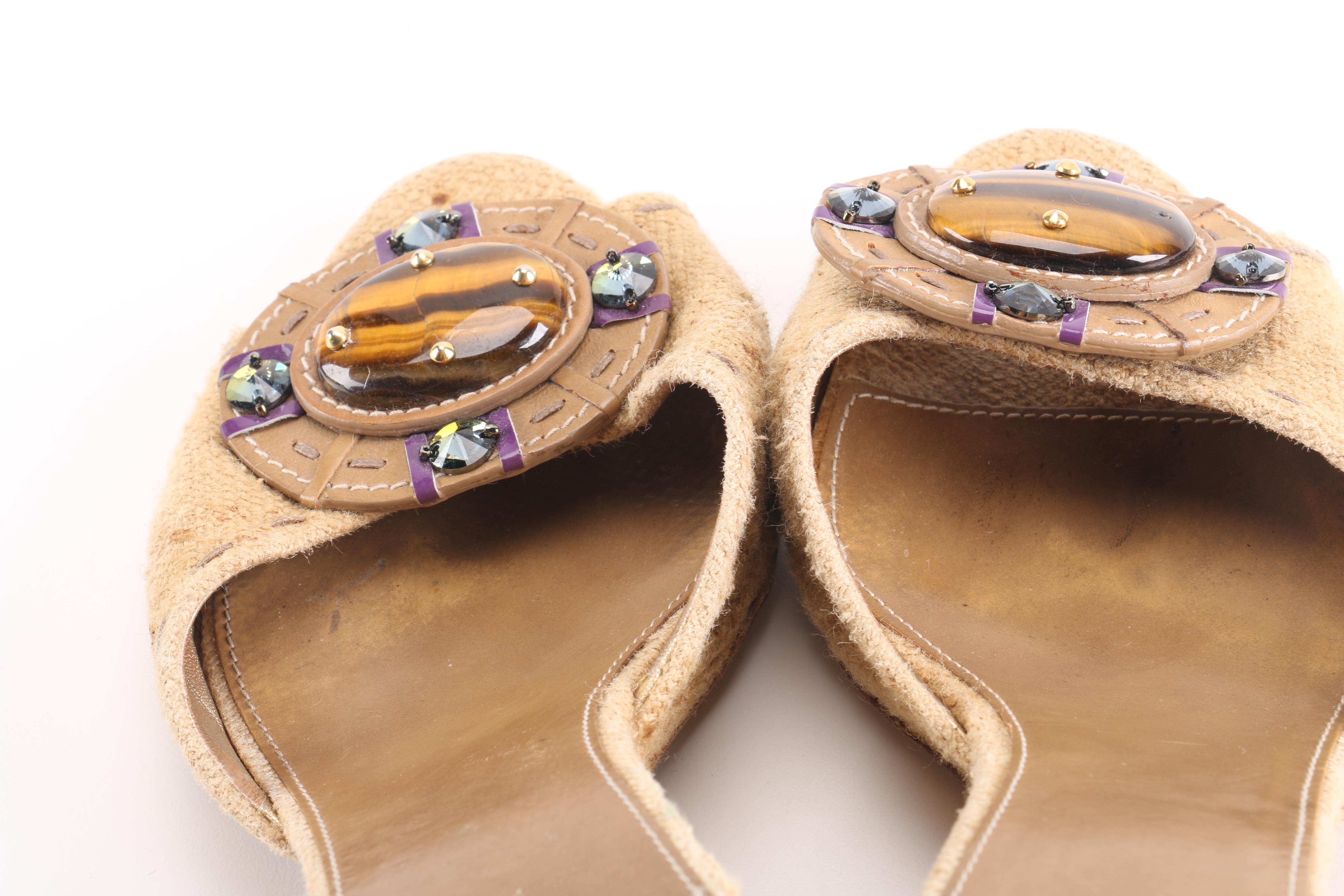 Prada Beige Slide Wedges