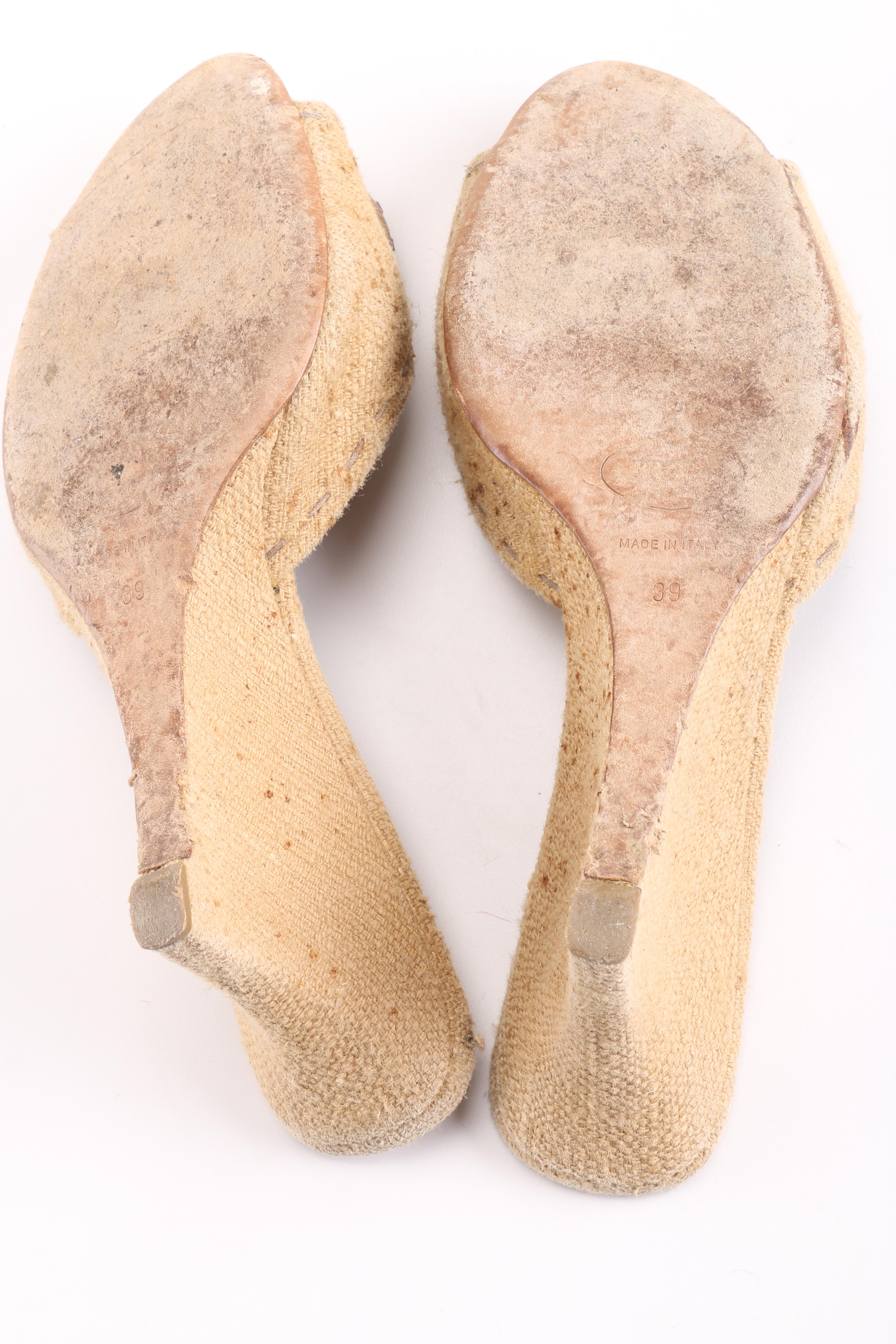 Prada Beige Slide Wedges