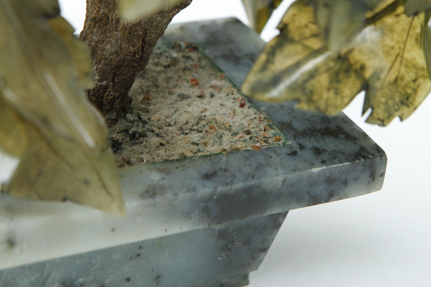 Carved Nephrite Jade, Quartz, and Agate Tree