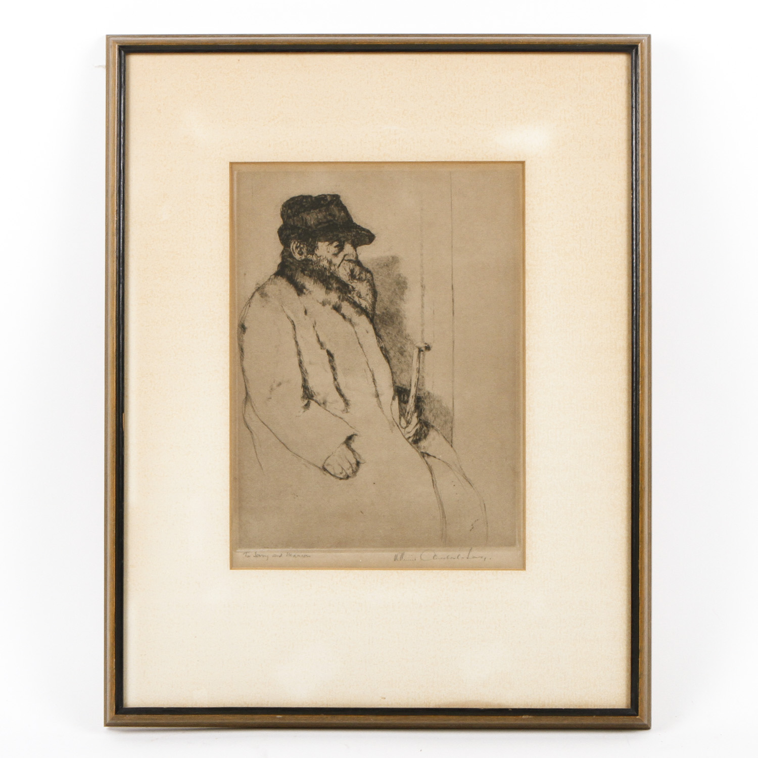 William Auerbach Levy Etching "Portrait of an old man"