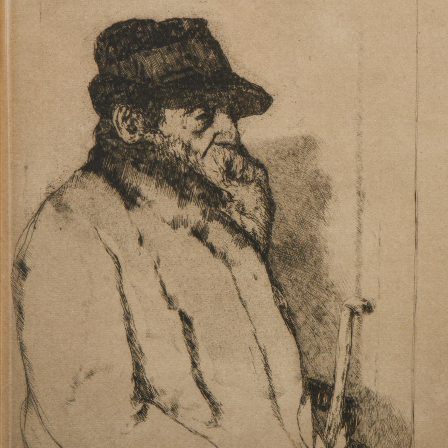 William Auerbach Levy Etching "Portrait of an old man"