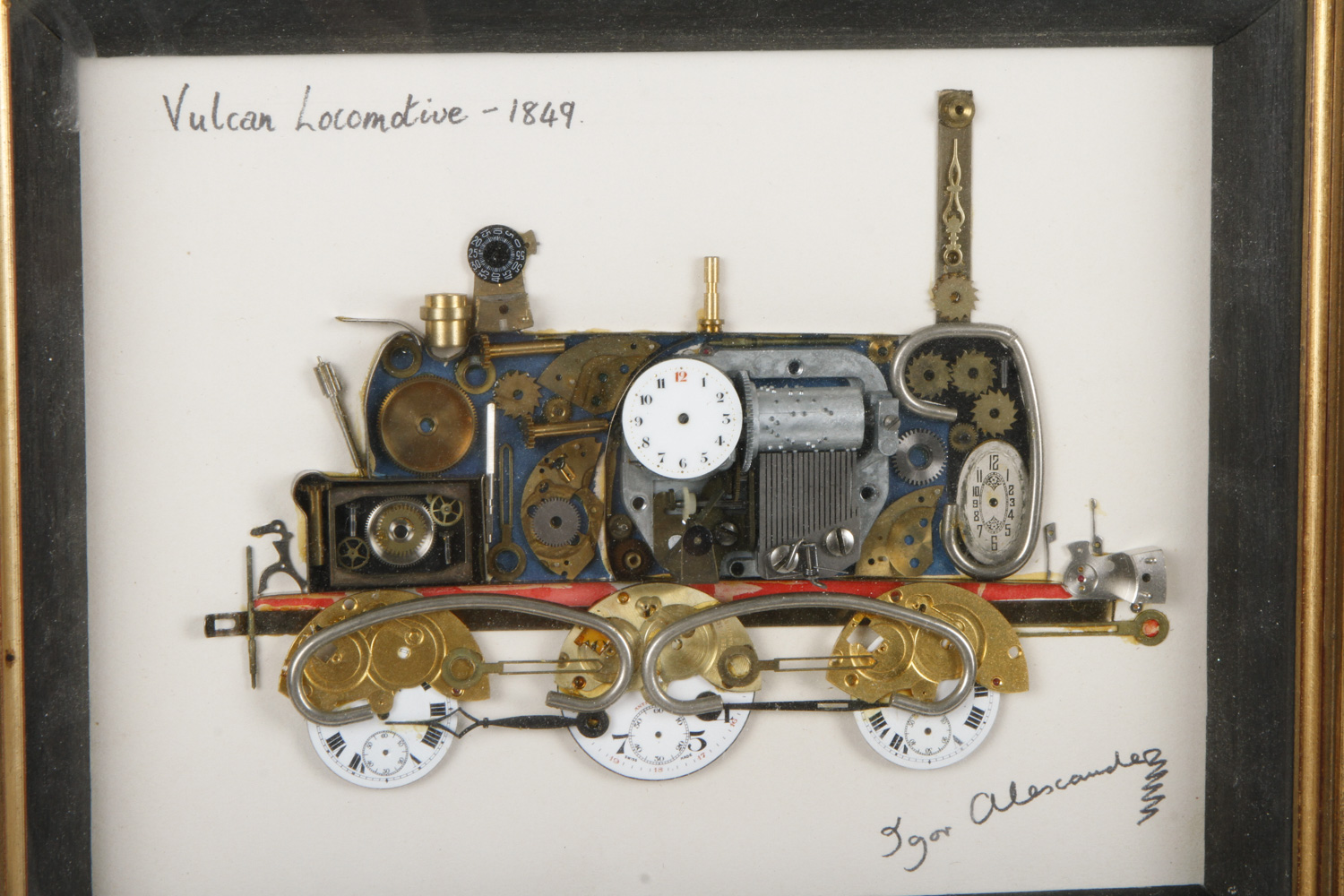 Igor Alexander Mixed Media Collage With Music Box "Vulcan Locomotive 1849"