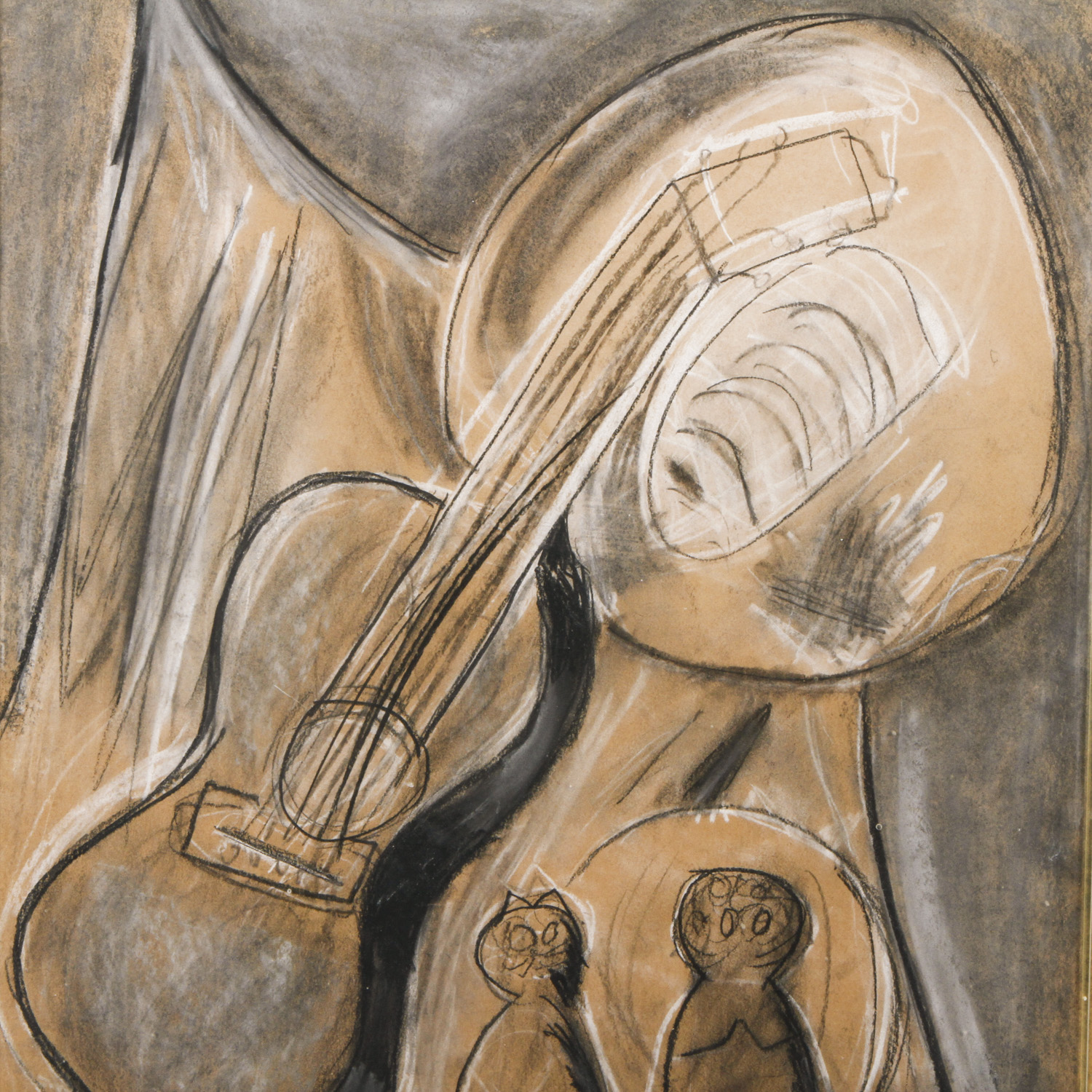 Framed Abstract Drawing of Guitar