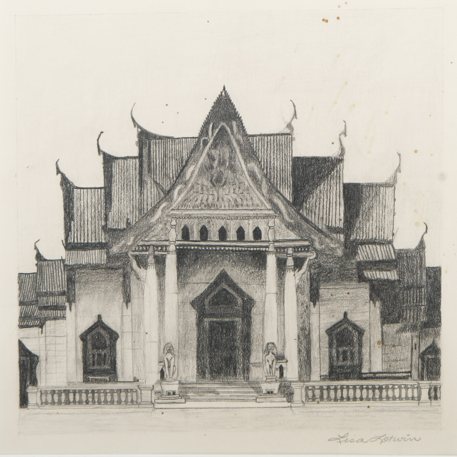 Lisa Lotwin Drawing of a Thai Temple