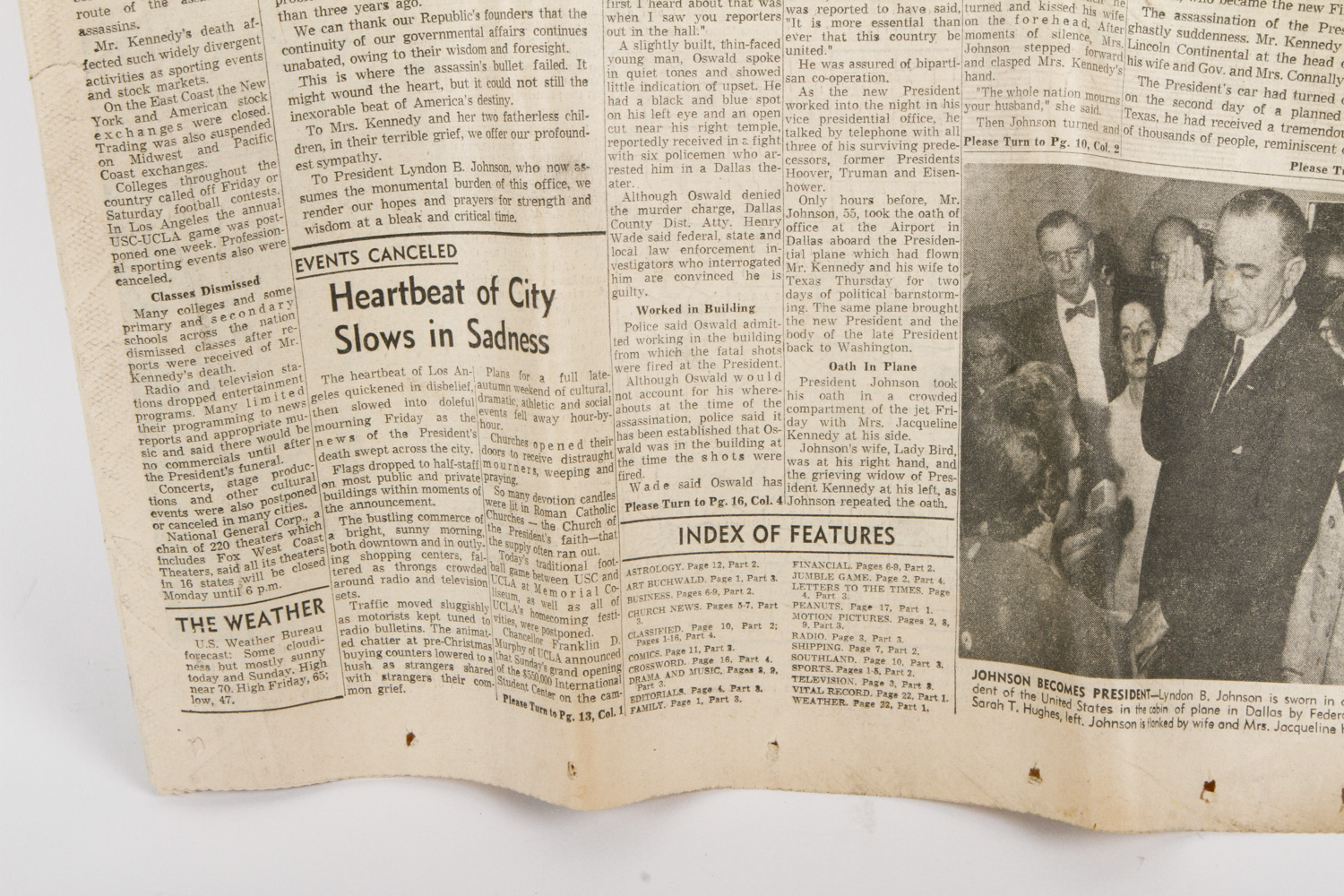 November 23, 1963 "Los Angeles Times" Newspaper