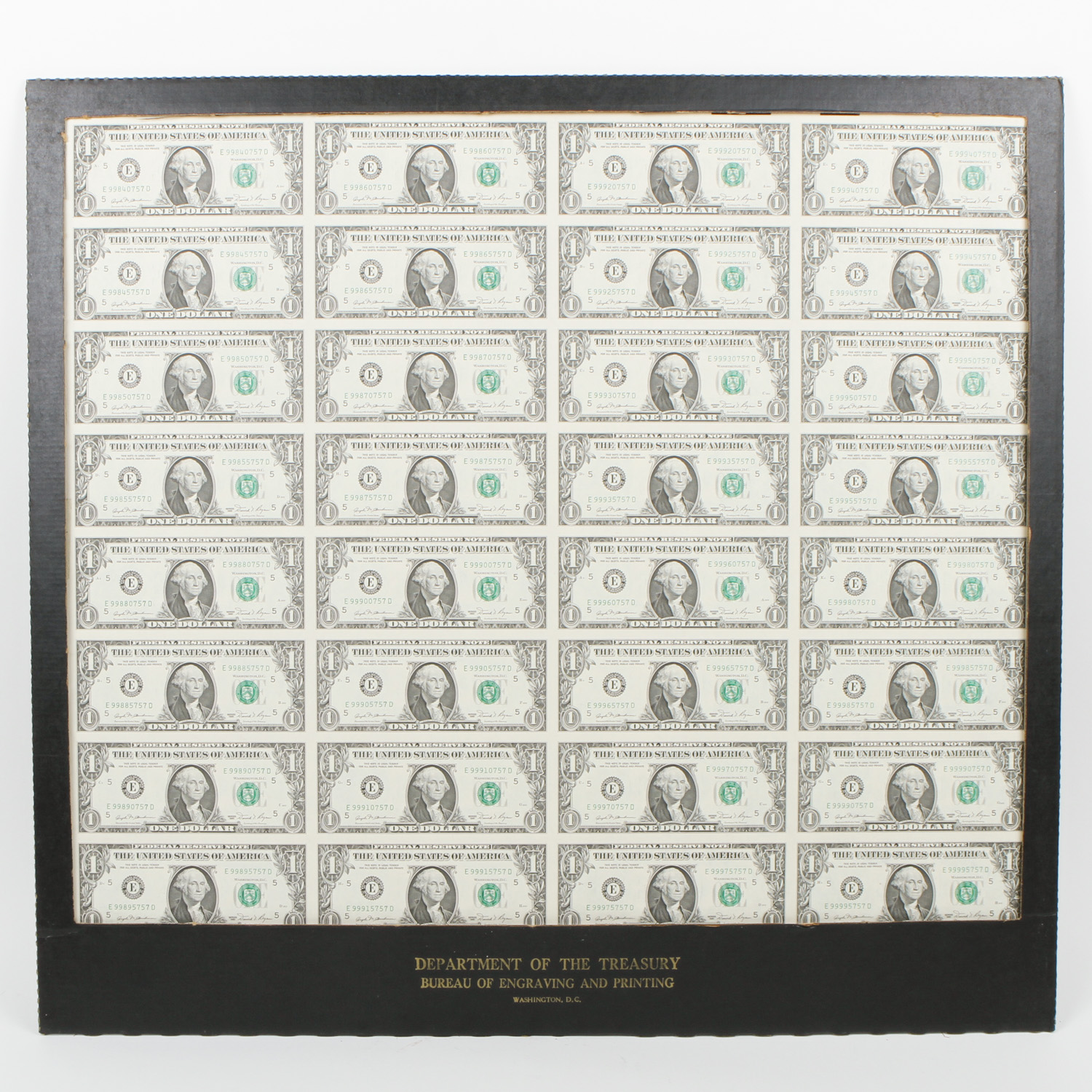 Ream of Uncut $1 Bills From 1981