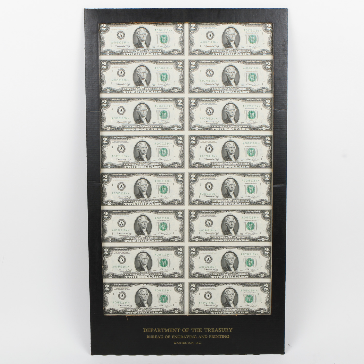 Ream of Uncut $2 Bills From 1976