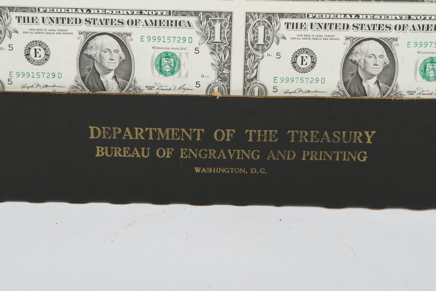 Uncut Sheet of (32) $1 Federal Reserve Notes