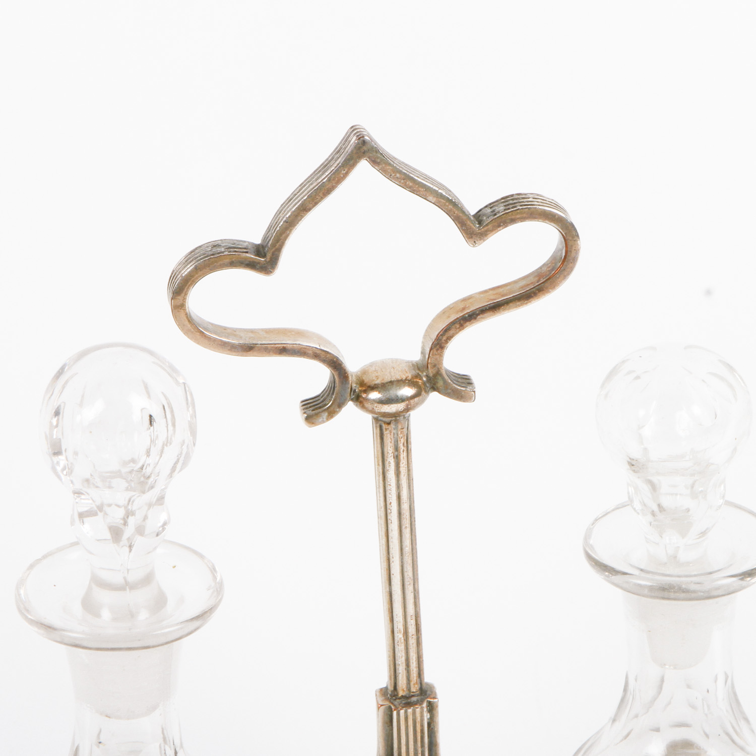 Plated Silver and Glass Cruet Set and Mug