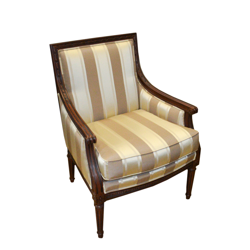 Neoclassical Style Striped Armchair by Ethan Allen
