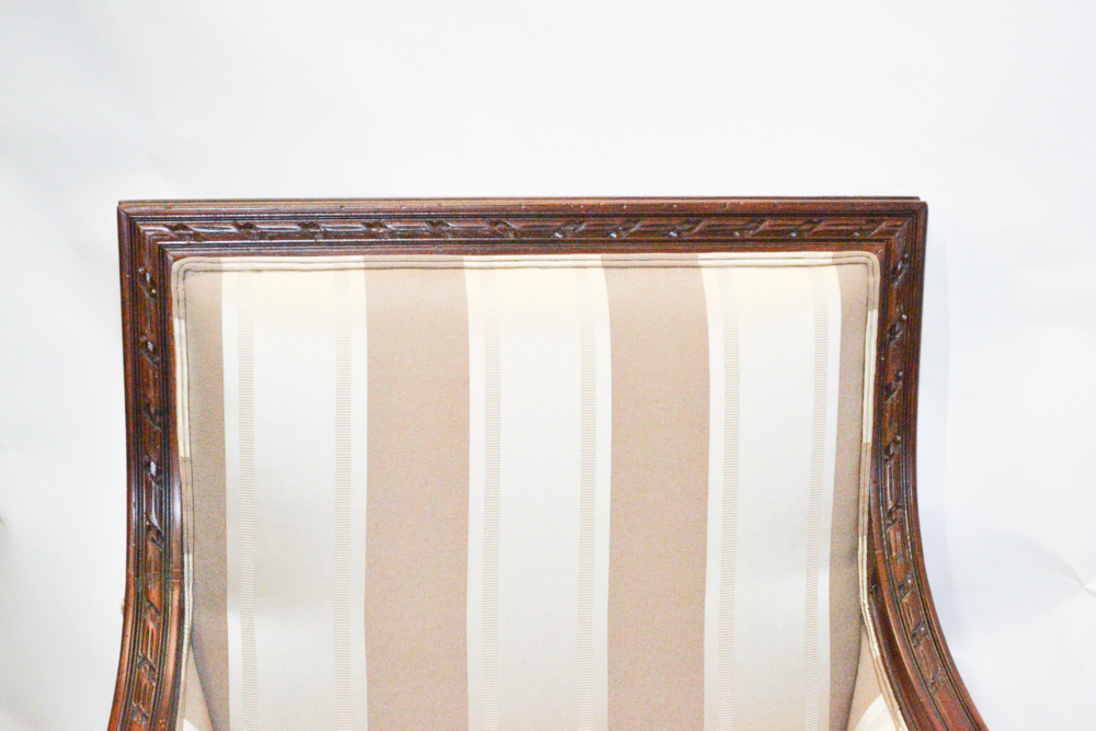 Neoclassical Style Striped Armchair by Ethan Allen