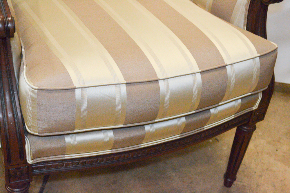 Neoclassical Style Striped Armchair by Ethan Allen