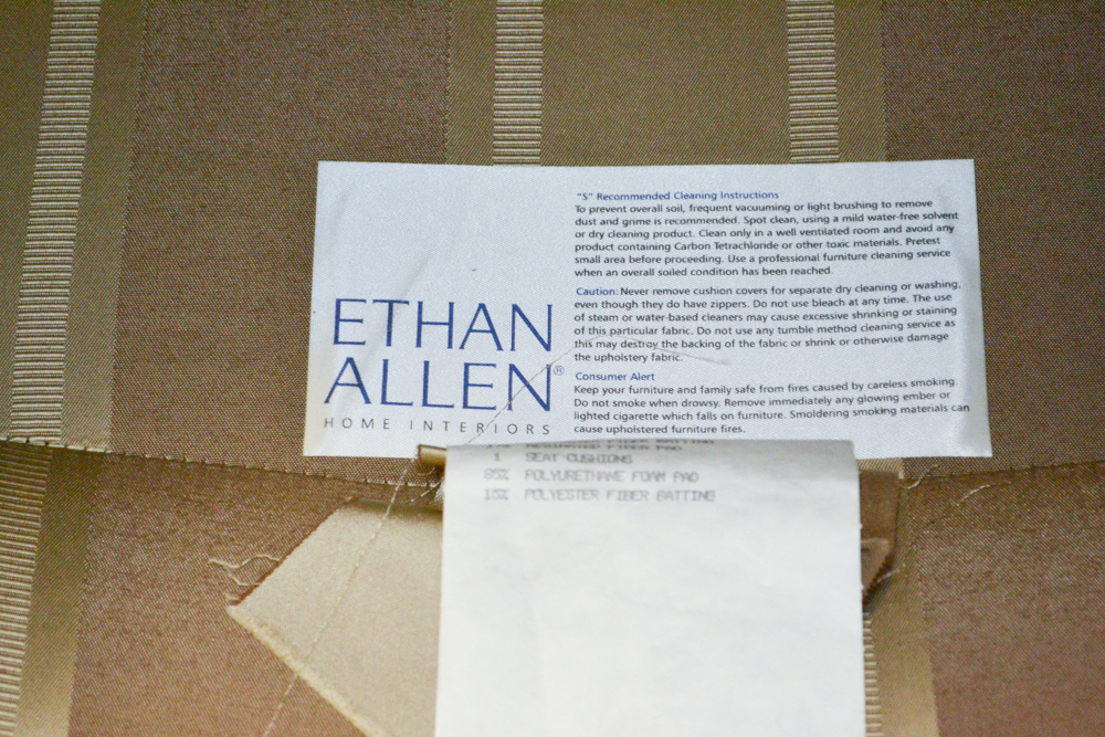 Neoclassical Style Striped Armchair by Ethan Allen