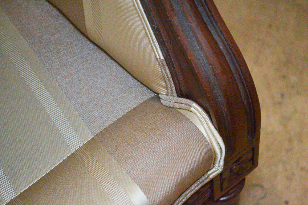 Neoclassical Style Striped Armchair by Ethan Allen