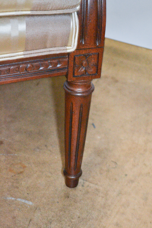 Neoclassical Style Striped Armchair by Ethan Allen