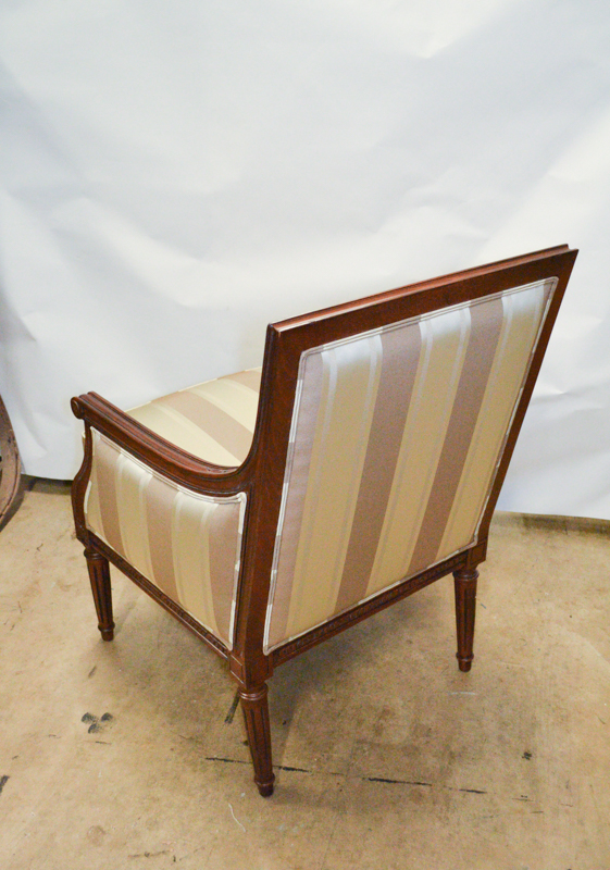 Neoclassical Style Striped Armchair by Ethan Allen