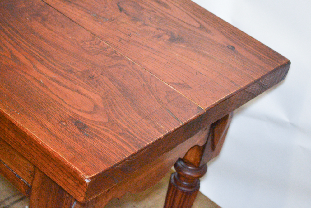 Solid Wood Side Table With Carved Accents
