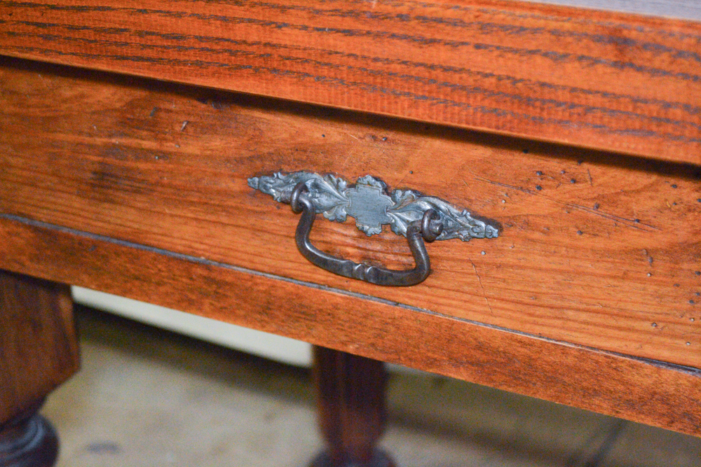 Solid Wood Side Table With Carved Accents