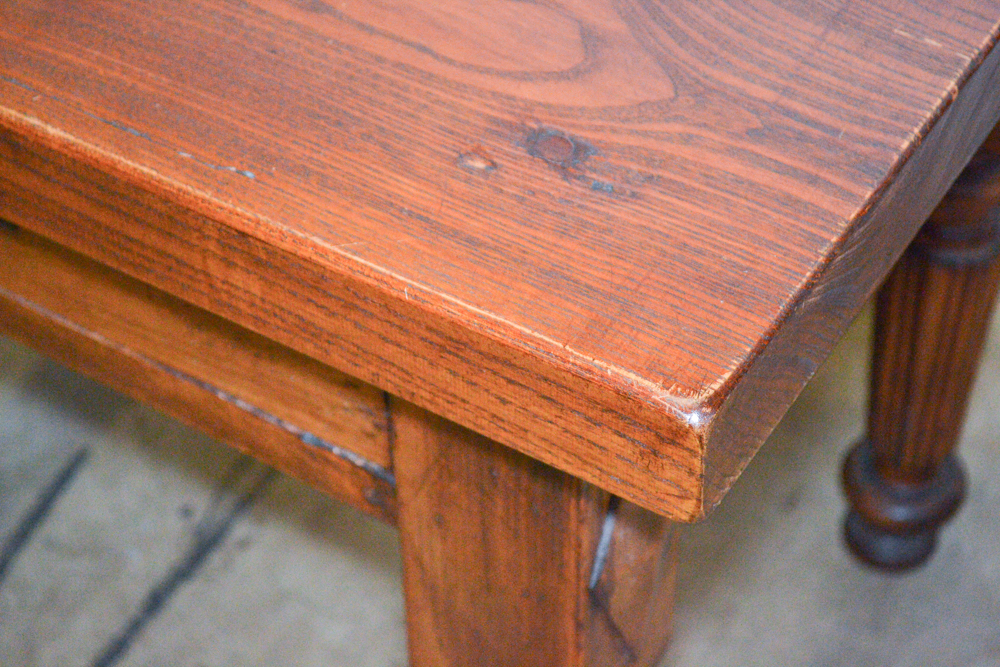 Solid Wood Side Table With Carved Accents