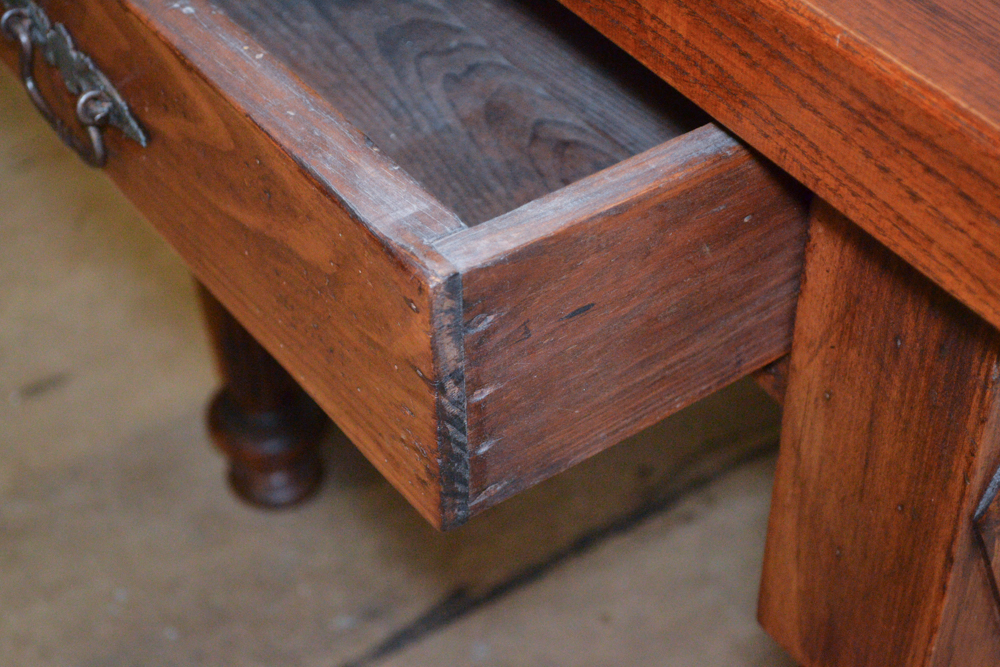 Solid Wood Side Table With Carved Accents