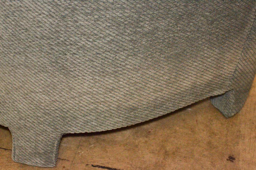 Green Ribbed Velour Chair and Ottoman