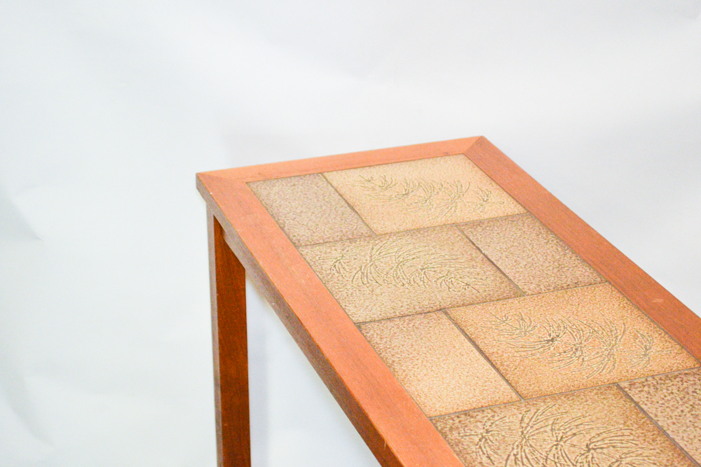 Blonde Wood and Pine Bough Motif Tile Table