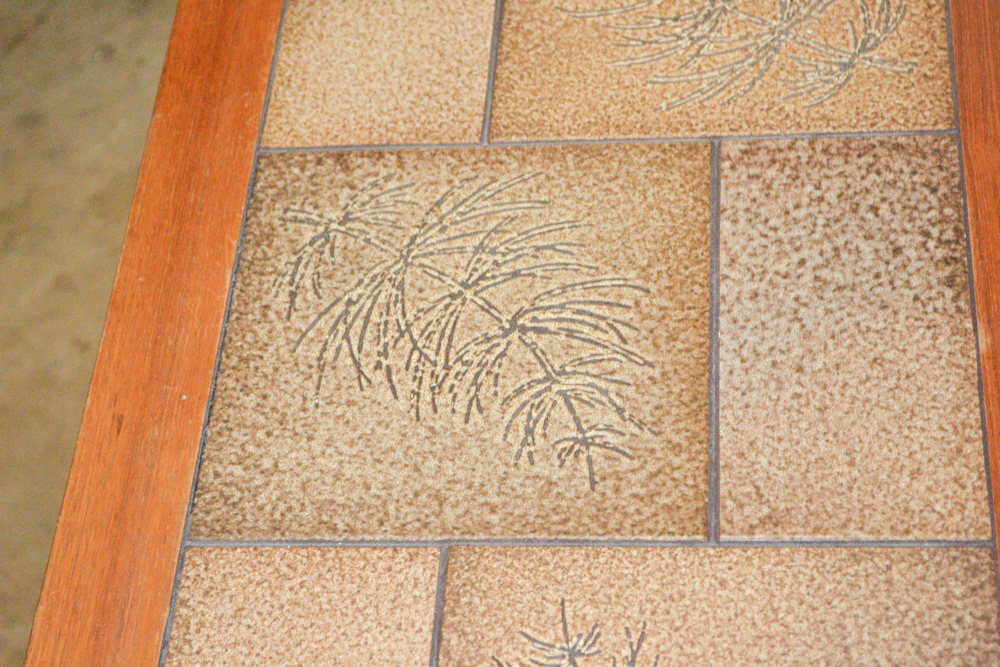Blonde Wood and Pine Bough Motif Tile Table