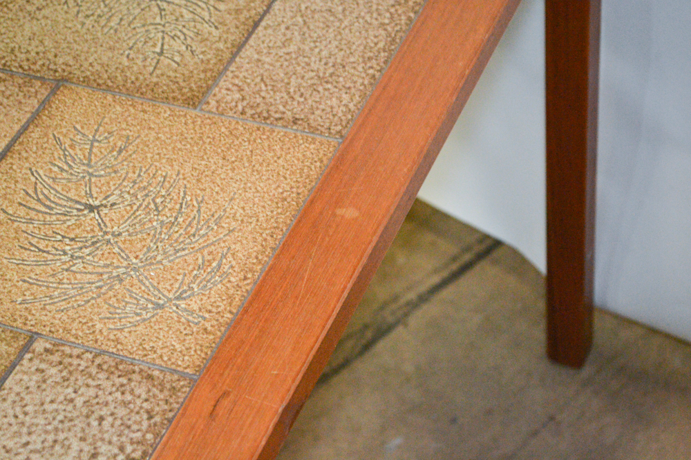 Blonde Wood and Pine Bough Motif Tile Table