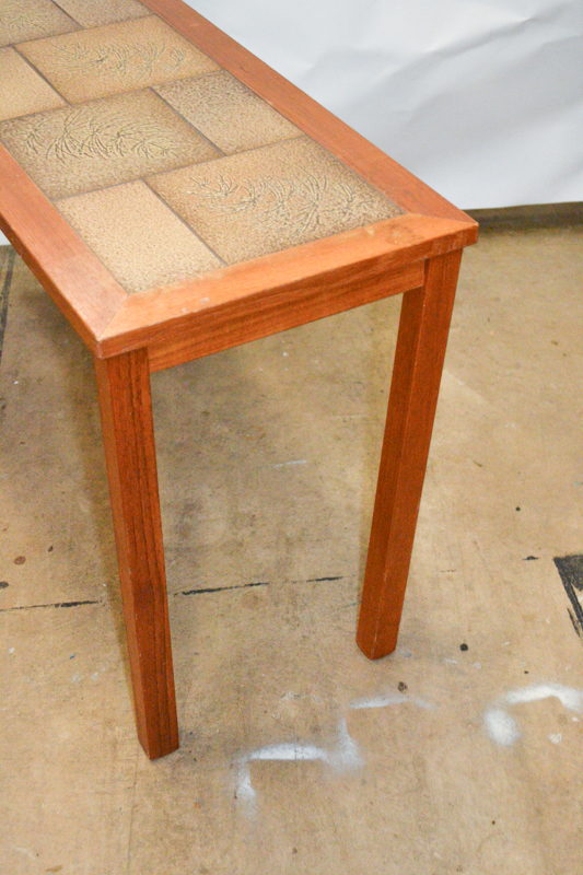 Blonde Wood and Pine Bough Motif Tile Table
