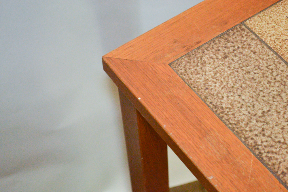 Blonde Wood and Pine Bough Motif Tile Table