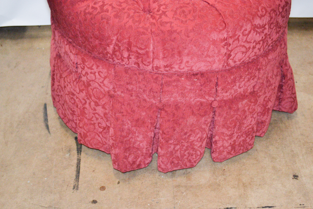 Round Red Tufted Ottoman