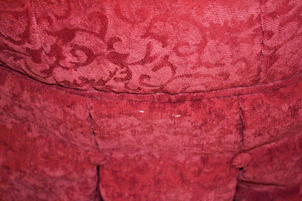 Round Red Tufted Ottoman