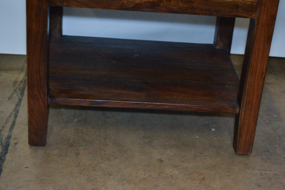 Small Glass and Wood Side Table