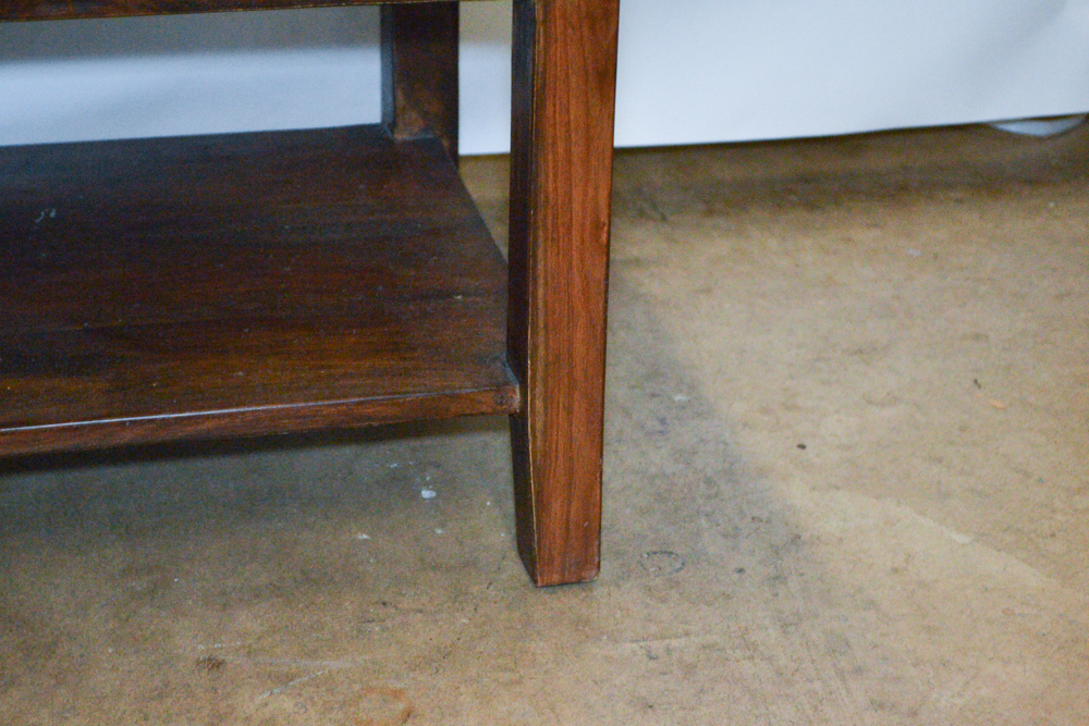 Small Glass and Wood Side Table