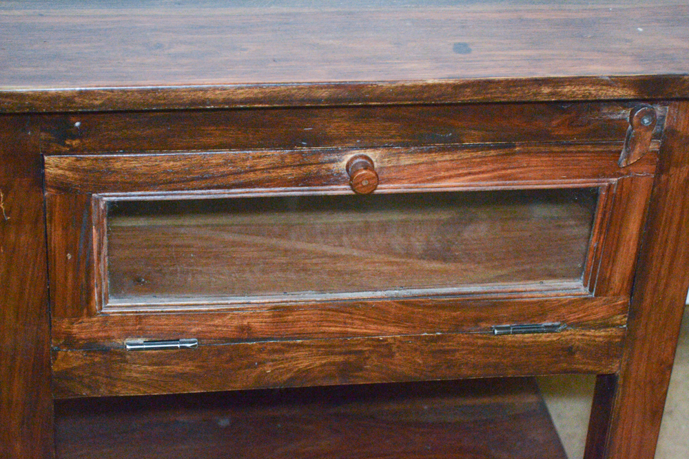 Small Glass and Wood Side Table